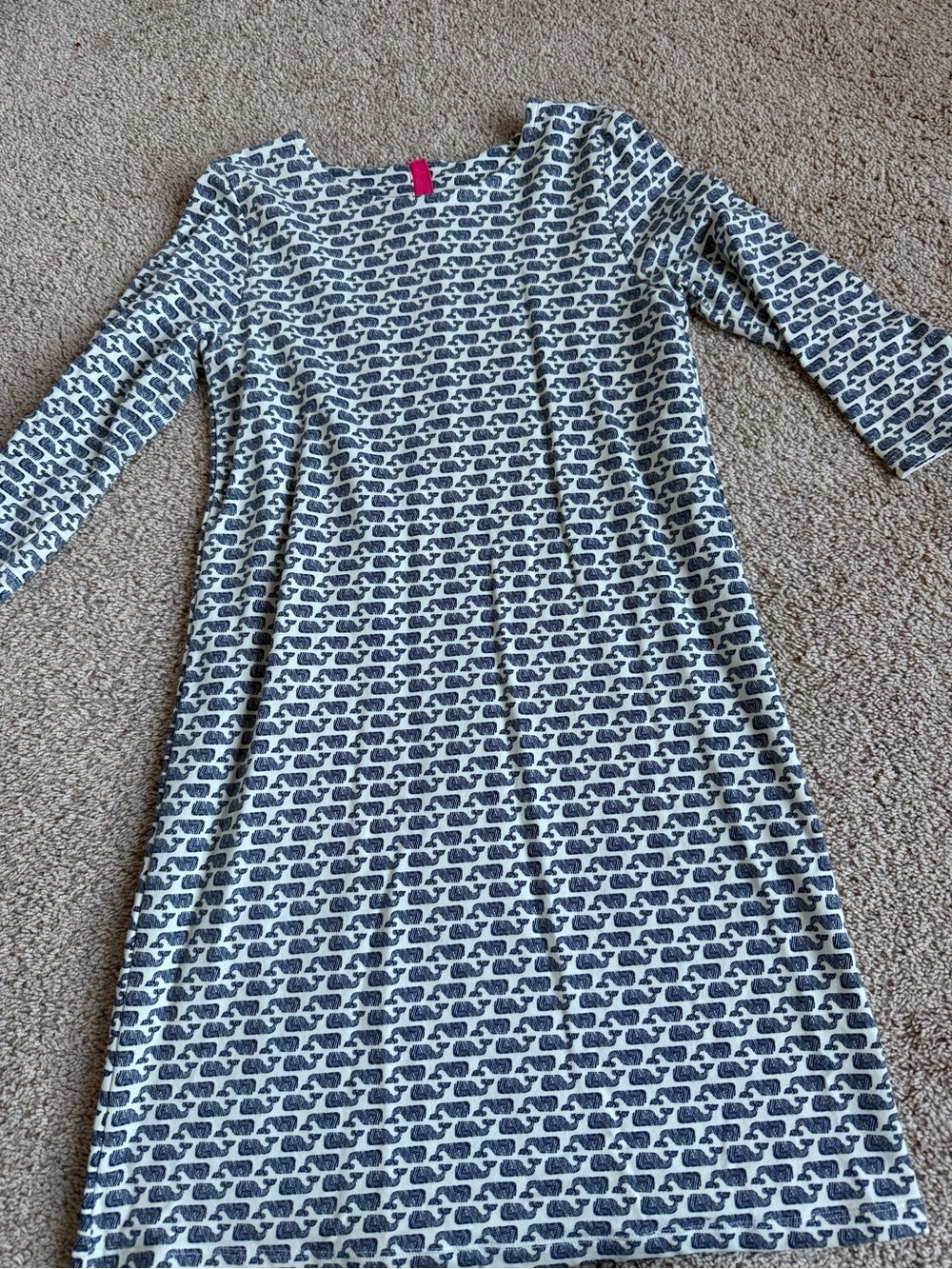 Vineyard Vines Girls Whale Print Knit Dress White & Navy | Size XL (16)
